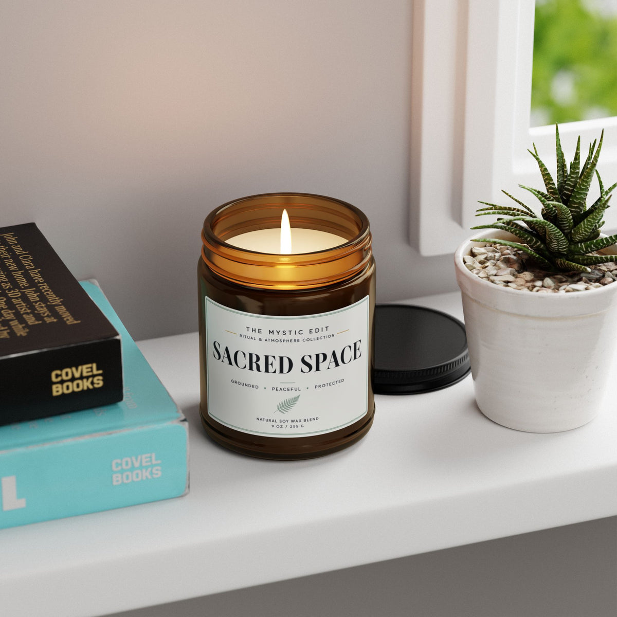 Sacred Space Scented Soy Candle — Amber Jar Aromatherapy Candle (Multiple Sizes)