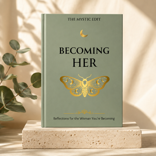 Becoming Her Hardcover Journal | Sage Green Reflection Notebook for Personal Growth, Self-Discovery & Daily Writing
